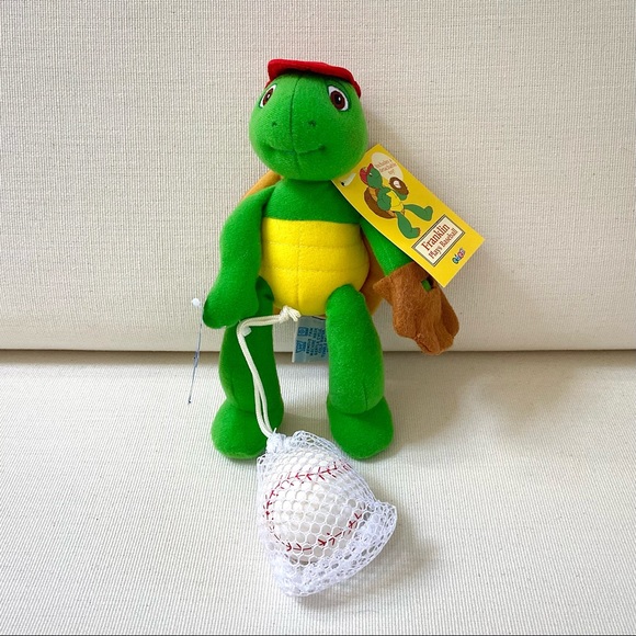 VINTAGE EDEN FRANKLIN THE TURTLE PLAYS BASEBALL PLUSH STUFFED TOY 8.5” NWT - Picture 3 of 16